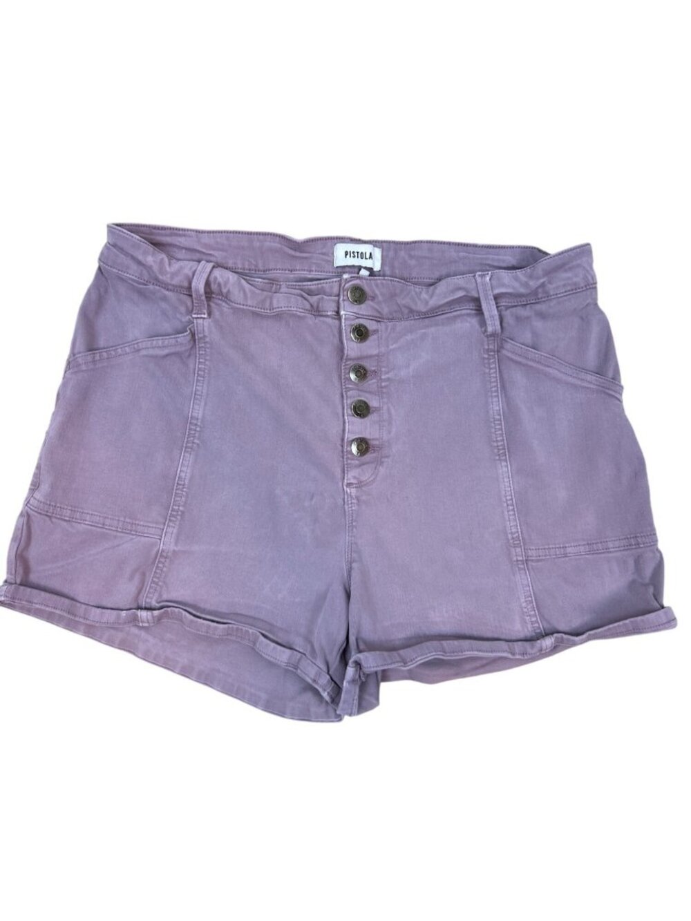 Pistola High Rise Short Women's Size 18W Purple Lavender Button Front